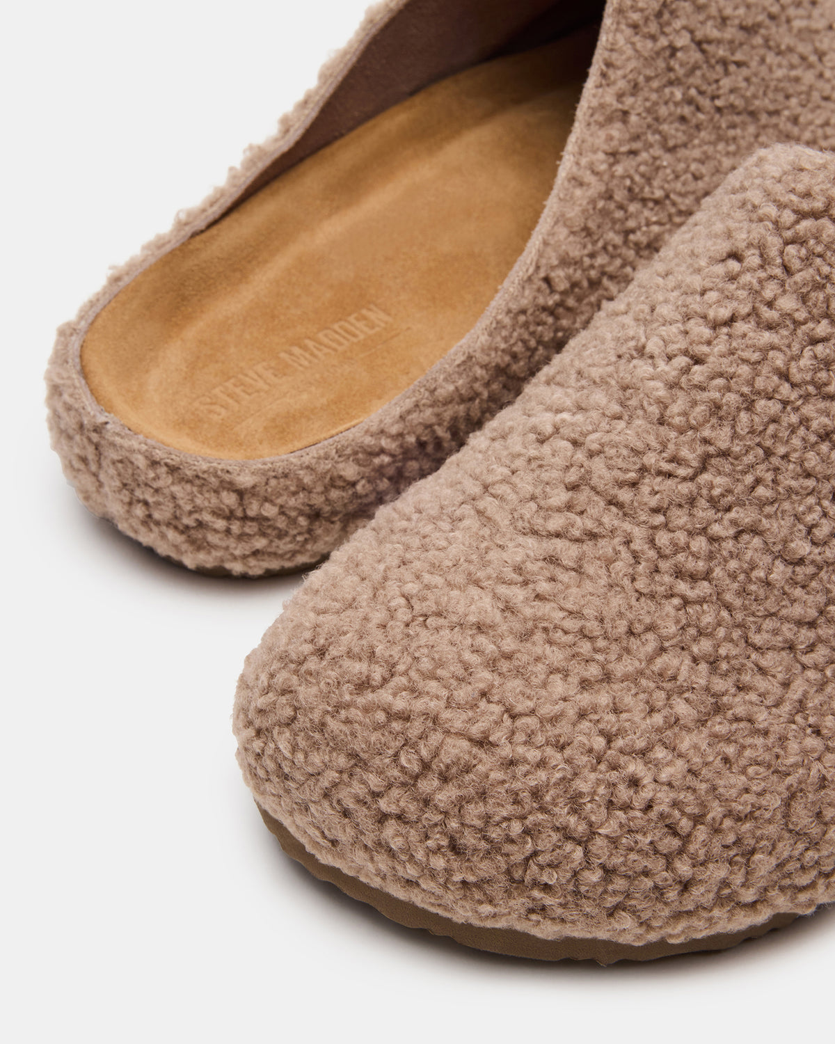 WENDELIN Taupe Faux Shearling Footbed Slip-On Men's Casual Clog - Steve Madden