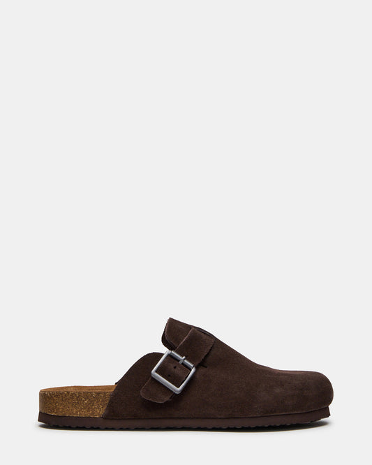 WILDERR Chocolate Brown Suede Slip-On Men's Casual Clog - Steve Madden