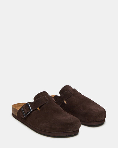 WILDERR Chocolate Brown Suede Slip-On Men's Casual Clog - Steve Madden