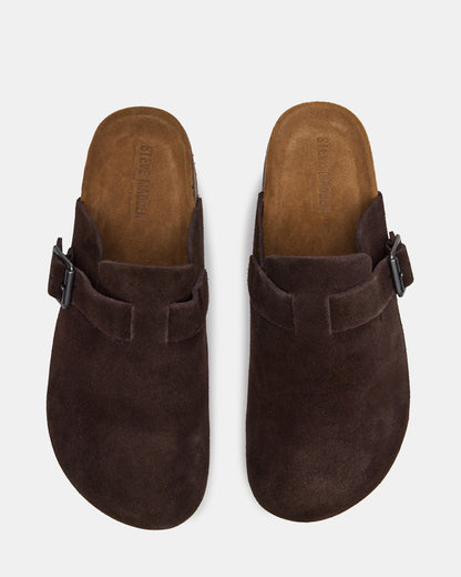 WILDERR Chocolate Brown Suede Slip-On Men's Casual Clog - Steve Madden