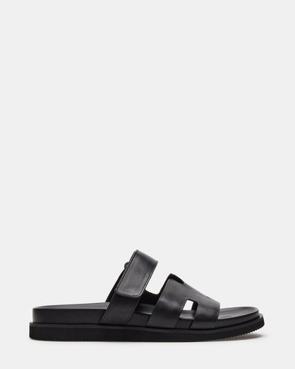 MAIVEN Black Leather Men's Fisherman Sandal - Steve Madden