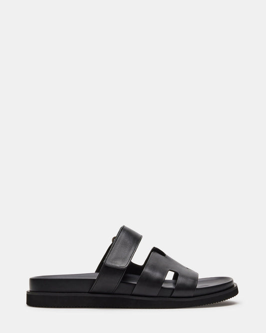 MAIVEN Black Leather Men's Fisherman Sandal - Steve Madden
