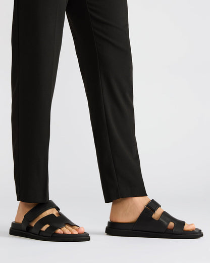 MAIVEN Black Leather Men's Fisherman Sandal - Steve Madden