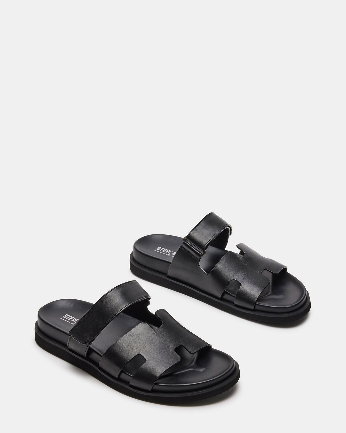 MAIVEN Black Leather Men's Fisherman Sandal - Steve Madden