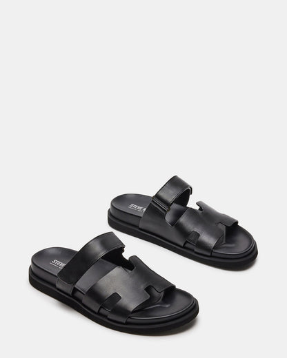 MAIVEN Black Leather Men's Fisherman Sandal - Steve Madden