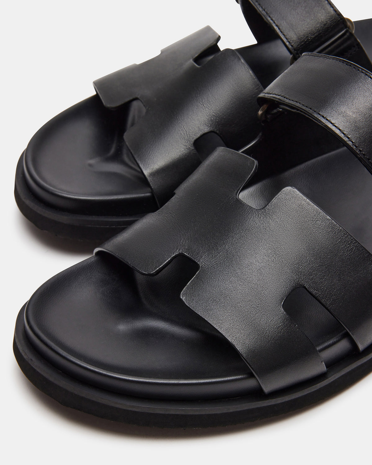 MAIVEN Black Leather Men's Fisherman Sandal - Steve Madden