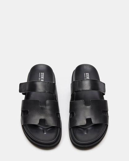 MAIVEN Black Leather Men's Fisherman Sandal - Steve Madden
