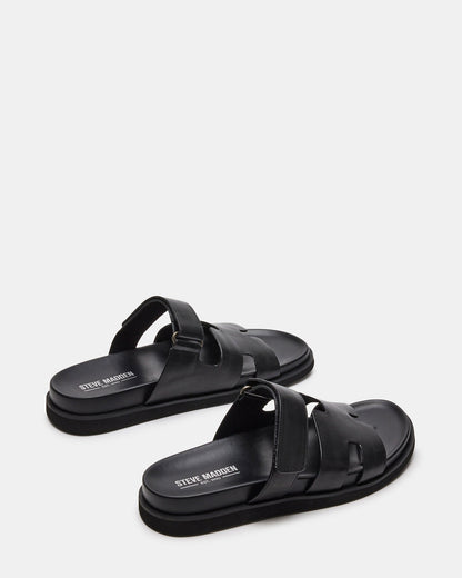 MAIVEN Black Leather Men's Fisherman Sandal - Steve Madden