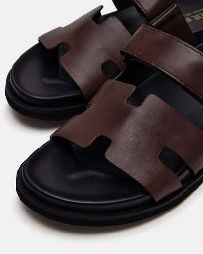 MAIVEN Brown Leather Men's Fisherman Sandal - Steve Madden