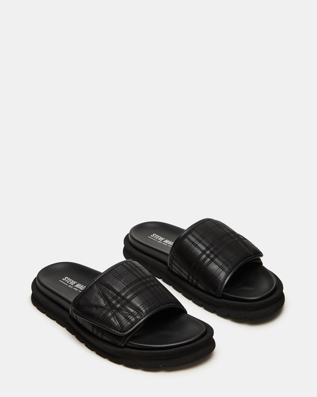 REESE Black Slide Footbed Rounded-Toe Men's Sandal - Steve Madden