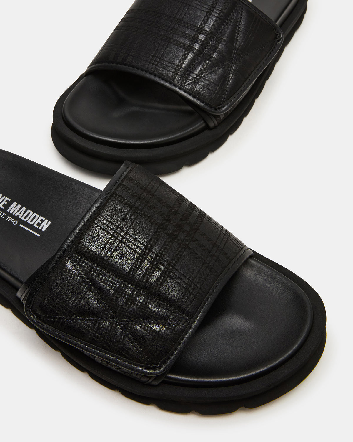 REESE Black Slide Footbed Rounded-Toe Men's Sandal - Steve Madden