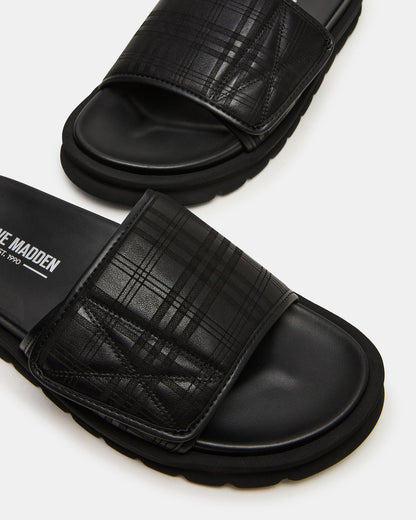 REESE Black Slide Footbed Rounded-Toe Men's Sandal - Steve Madden