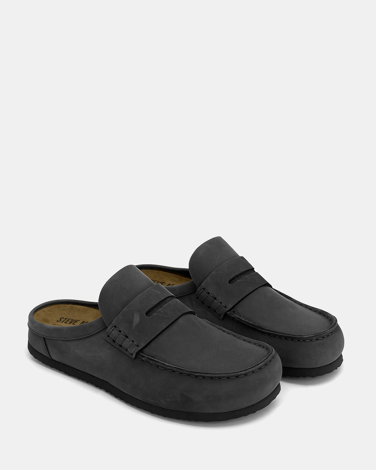 WYATT Black Leather Slip-On Clog Men's Casual - Steve Madden