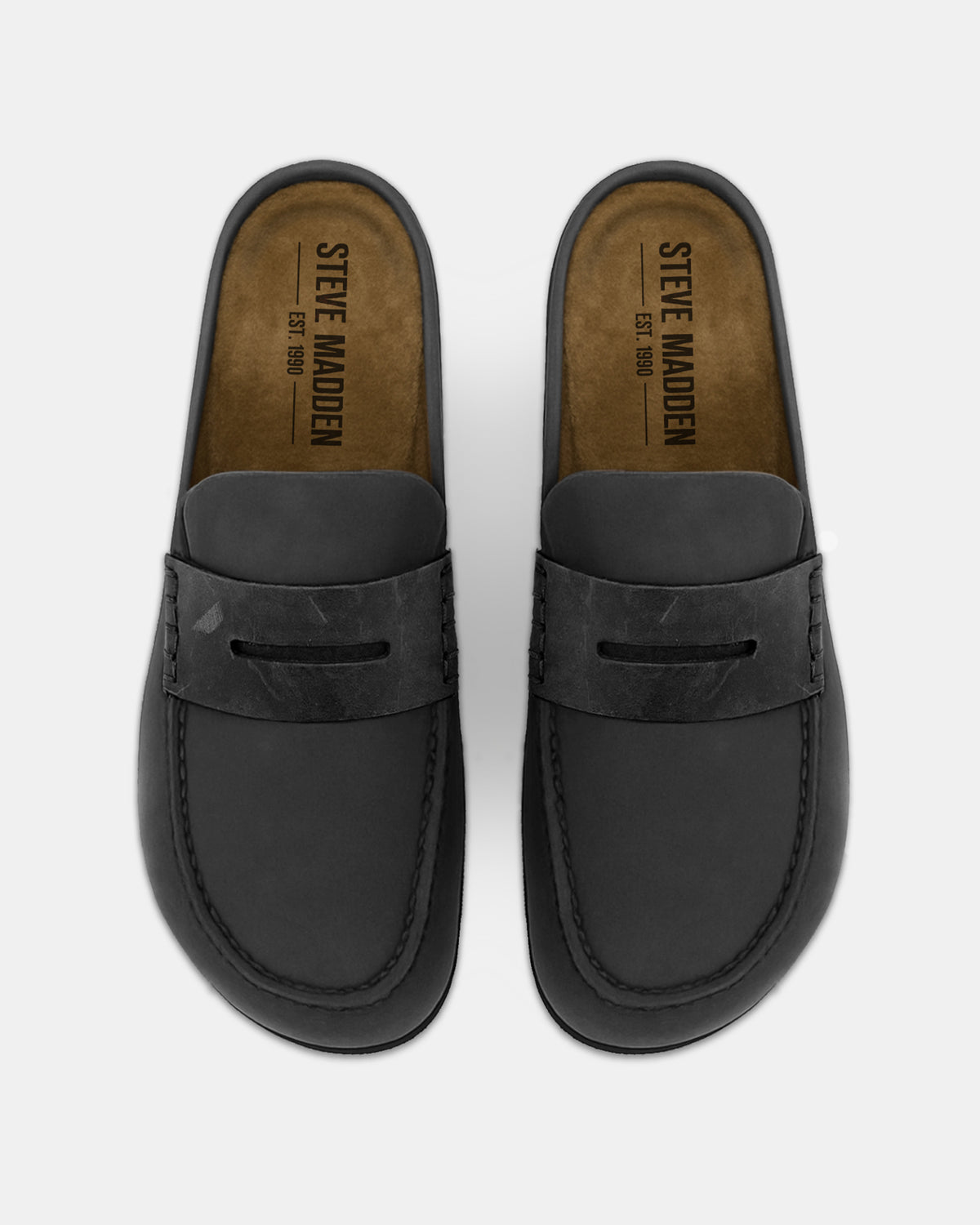 WYATT Black Leather Slip-On Clog Men's Casual - Steve Madden
