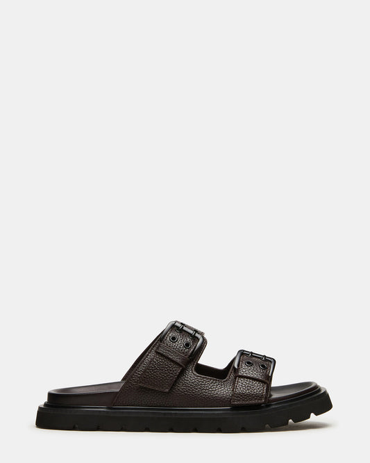 LUXOR Dark Brown Slide Footbed Men's Sandal - Steve Madden