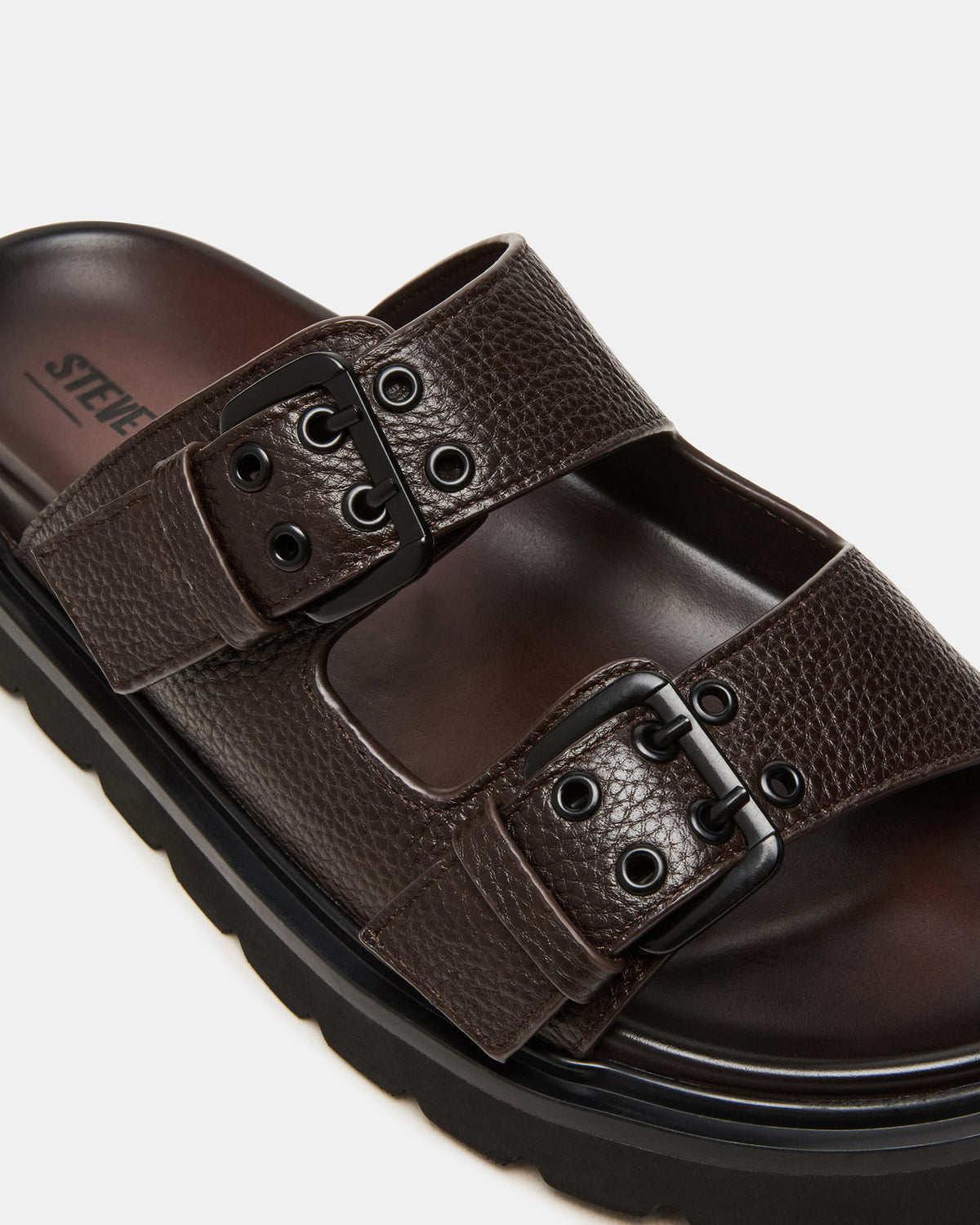 LUXOR Dark Brown Slide Footbed Men's Sandal - Steve Madden