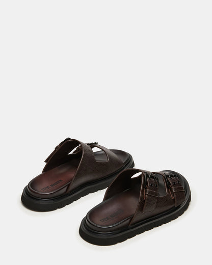 LUXOR Dark Brown Slide Footbed Men's Sandal - Steve Madden