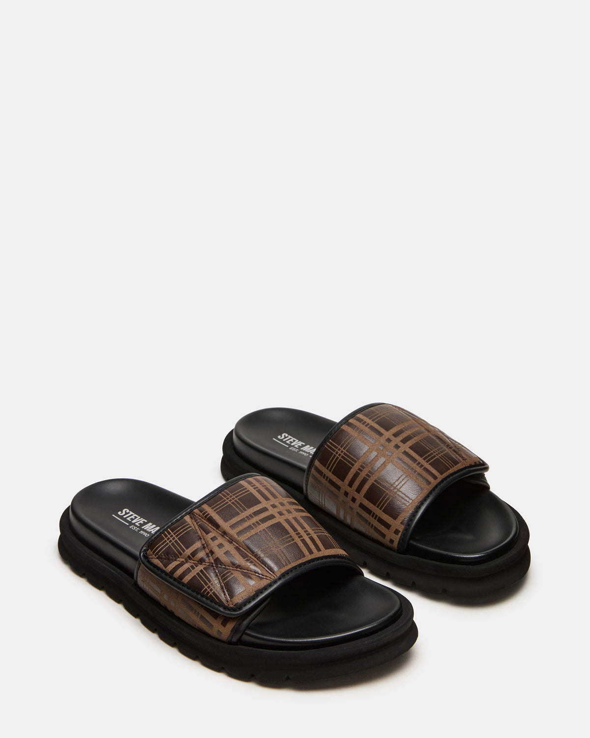 REESE Brown Slide Footbed Rounded-Toe Men's Sandal - Steve Madden