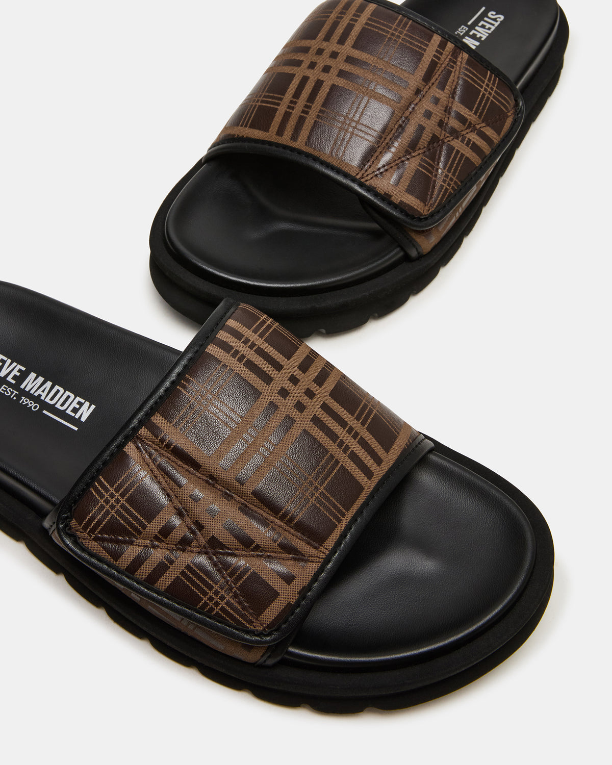 REESE Brown Slide Footbed Rounded-Toe Men's Sandal - Steve Madden