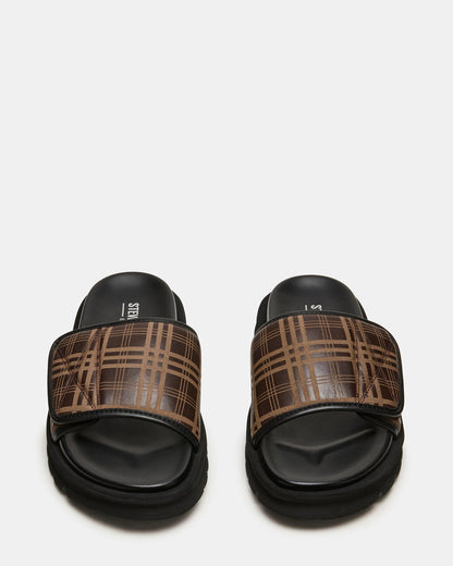 REESE Brown Slide Footbed Rounded-Toe Men's Sandal - Steve Madden