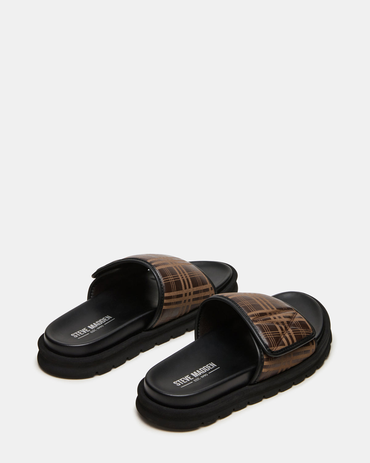 REESE Brown Slide Footbed Rounded-Toe Men's Sandal - Steve Madden