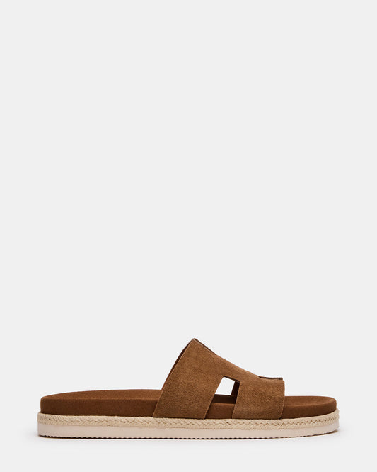 MERRICK Cognac Suede Footbed Slide Men's Sandal - Steve Madden