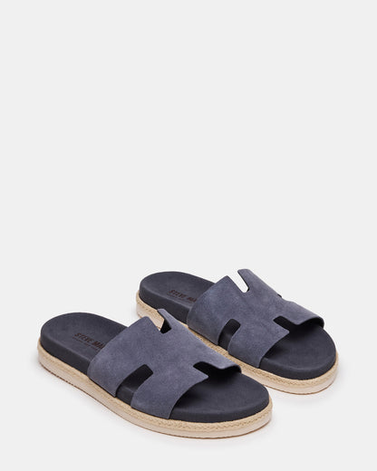 MERRICK Grey Suede Footbed Slide Men's Sandal - Steve Madden