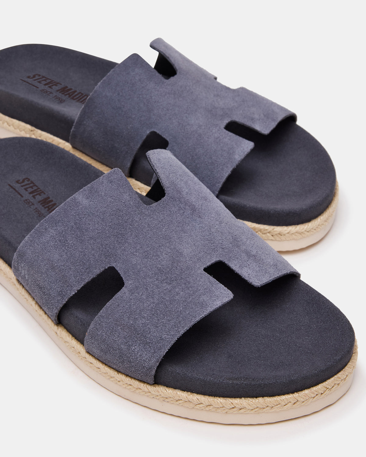 MERRICK Grey Suede Footbed Slide Men's Sandal - Steve Madden
