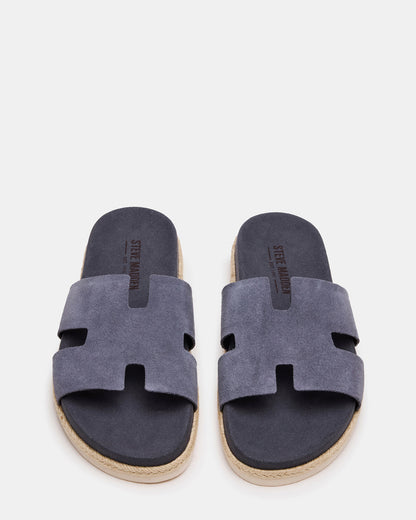 MERRICK Grey Suede Footbed Slide Men's Sandal - Steve Madden
