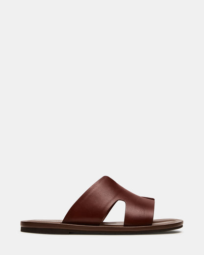 SPLASH Tan Leather Men's Flat Slip-On Sandal - Steve Madden
