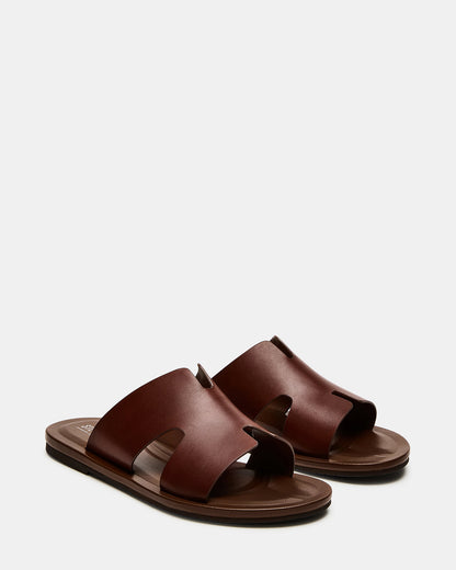 SPLASH Tan Leather Men's Flat Slip-On Sandal - Steve Madden