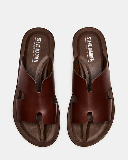 SPLASH Tan Leather Men's Flat Slip-On Sandal - Steve Madden