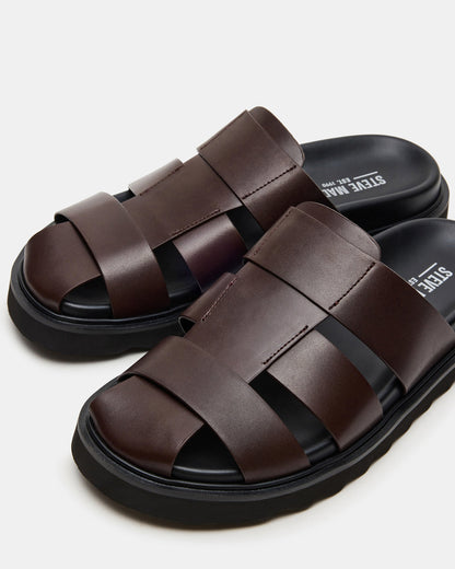 BLAZET Brown Leather Footbed Fisherman Men's Sandal - Steve Madden