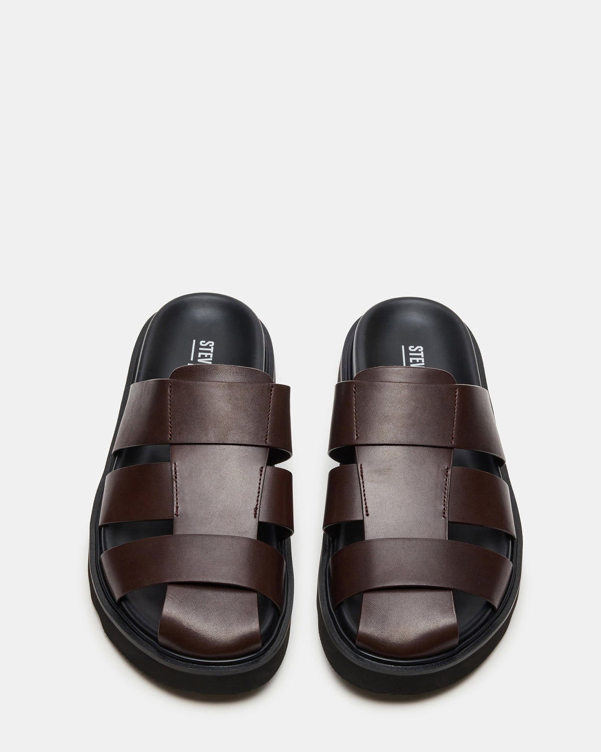 BLAZET Brown Leather Footbed Fisherman Men's Sandal - Steve Madden