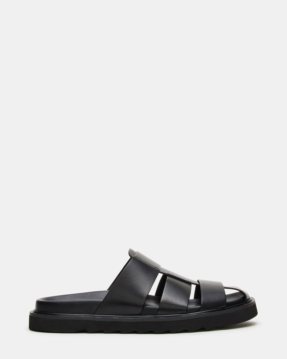 BLAZET Black Leather Footbed Fisherman Men's Sandal - Steve Madden
