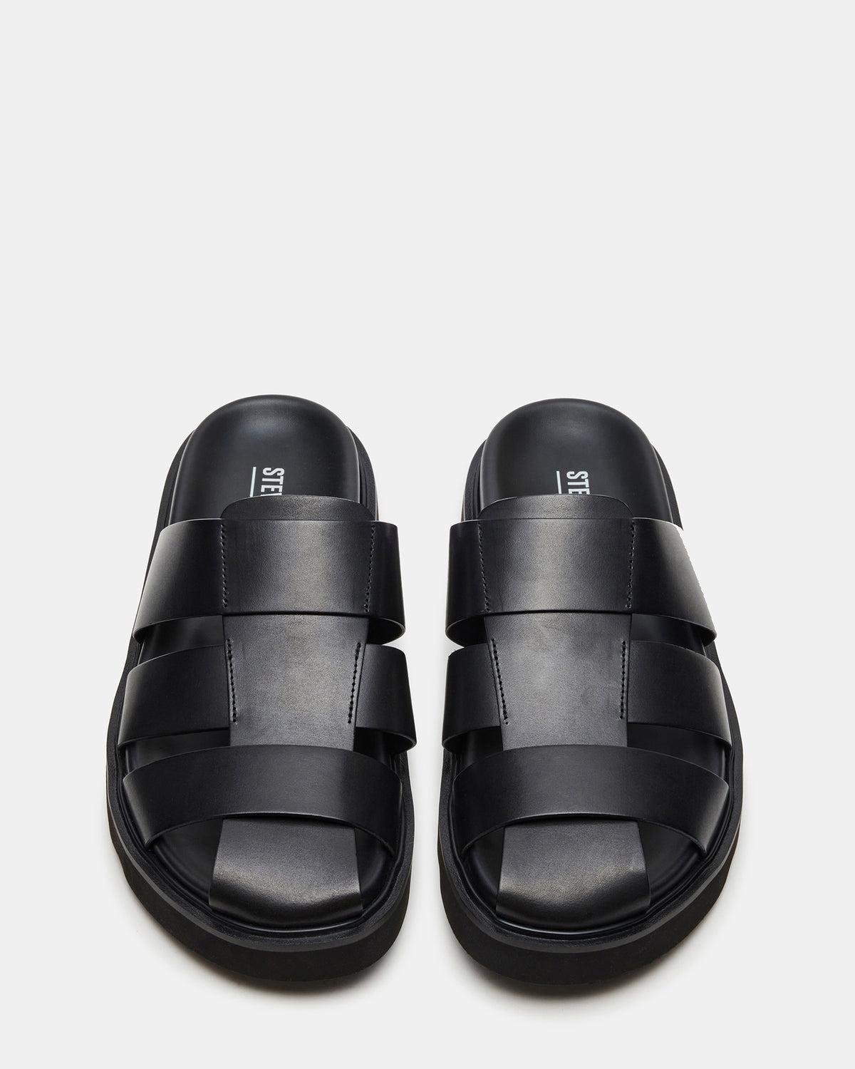 BLAZET Black Leather Footbed Fisherman Men's Sandal - Steve Madden