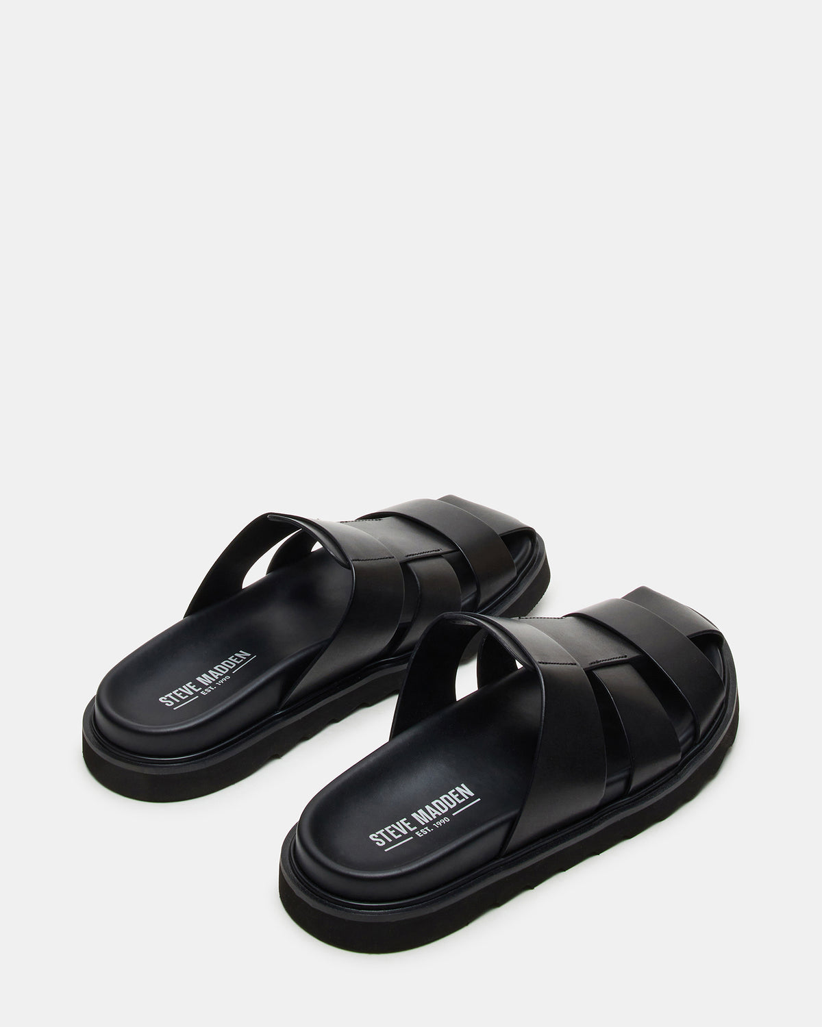 BLAZET Black Leather Footbed Fisherman Men's Sandal - Steve Madden
