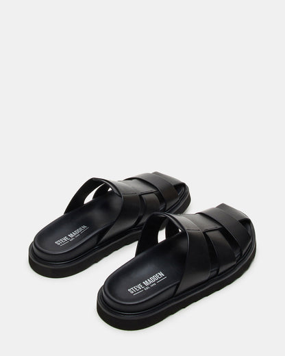 BLAZET Black Leather Footbed Fisherman Men's Sandal - Steve Madden