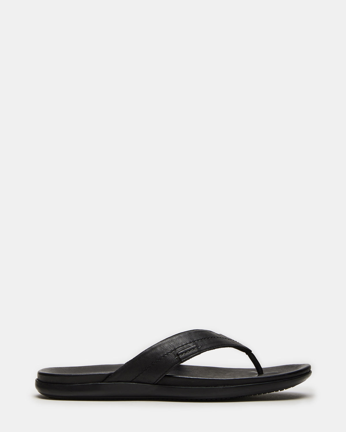 EMMETT Black Leather Men's Thong Sandal - Steve Madden