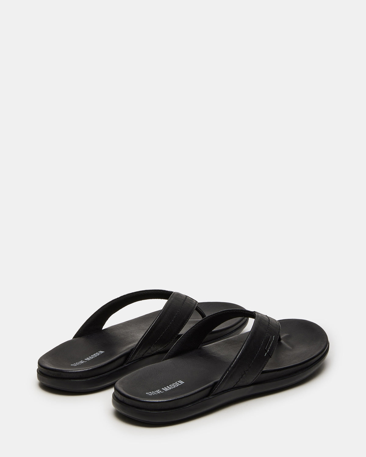 EMMETT Black Leather Men's Thong Sandal - Steve Madden