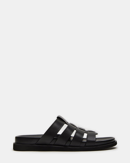 MARVYN Black Leather Men's Fisherman Slip-On Sandal - Steve Madden