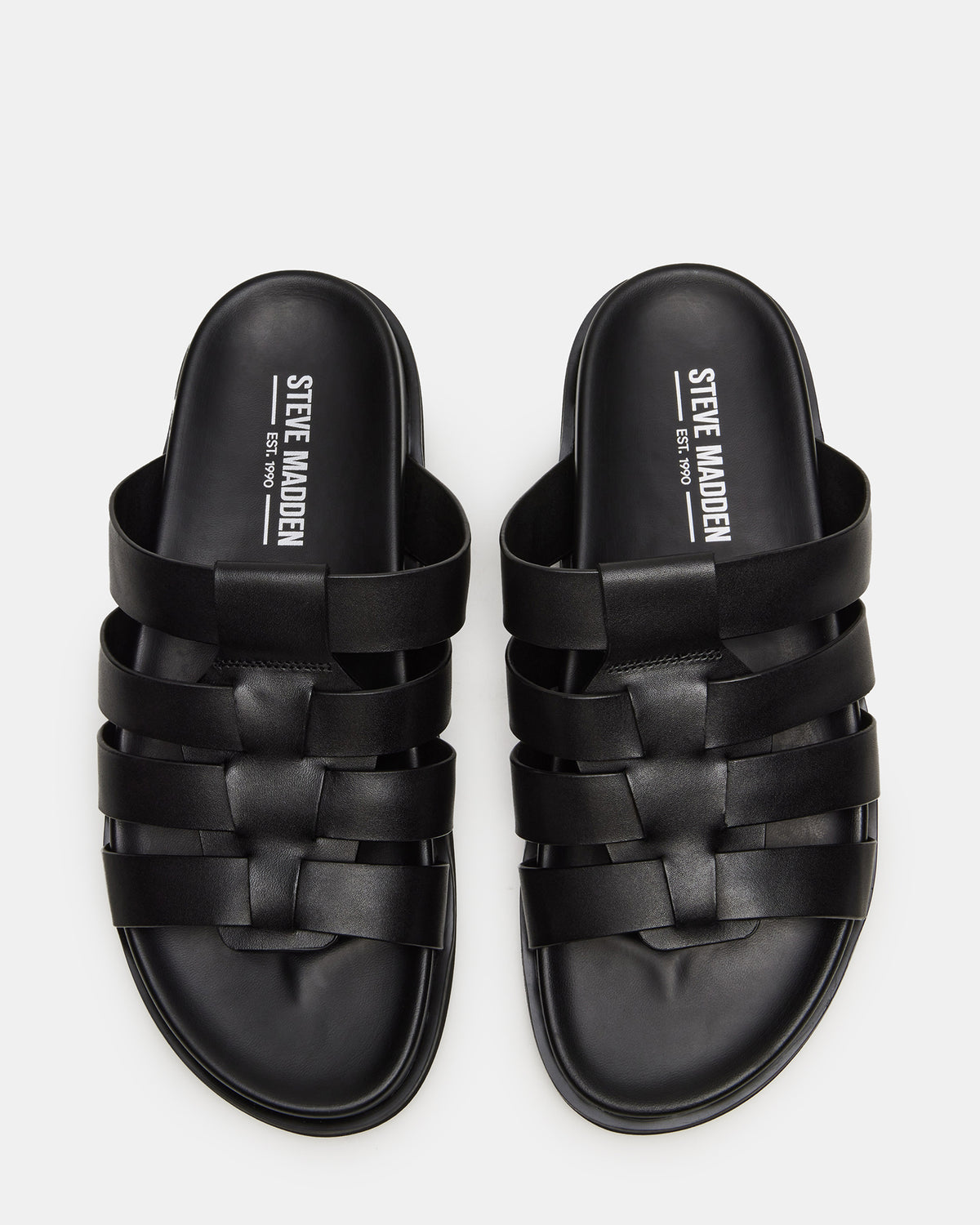 MARVYN Black Leather Men's Fisherman Slip-On Sandal - Steve Madden