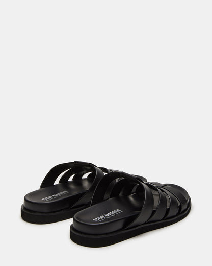MARVYN Black Leather Men's Fisherman Slip-On Sandal - Steve Madden