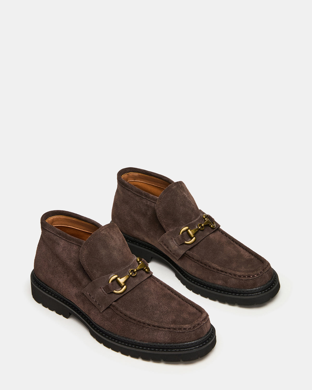 DEPUTY Chocolate Brown Suede Horsebit Moc Toe Men's Casual Ankle Boot - Steve Madden