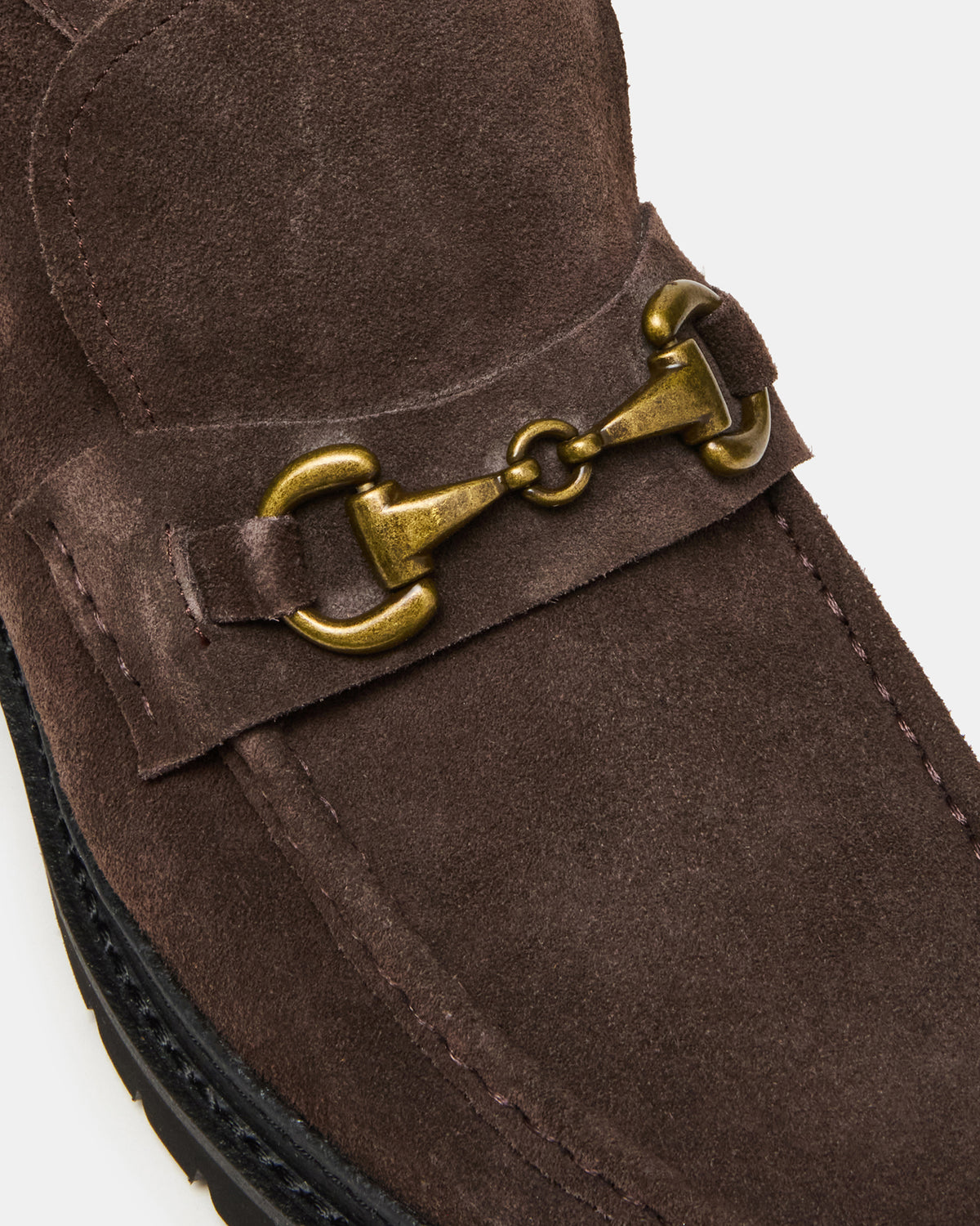 DEPUTY Chocolate Brown Suede Horsebit Moc Toe Men's Casual Ankle Boot - Steve Madden