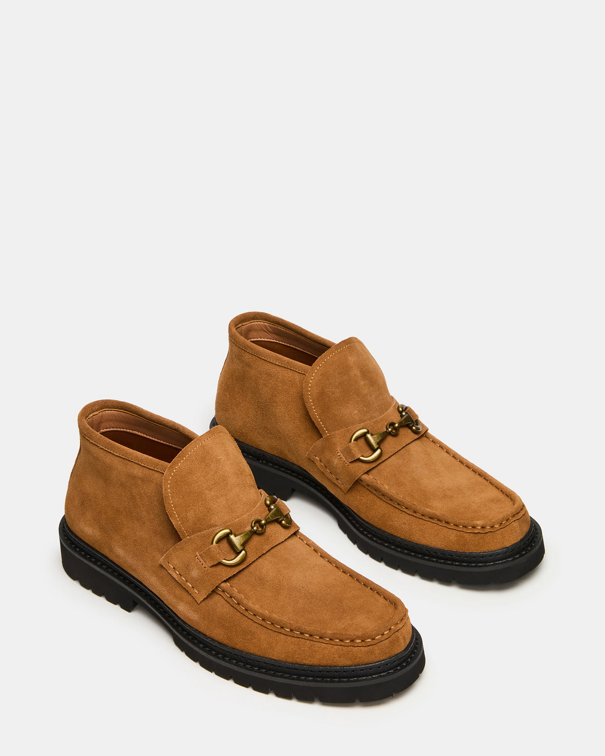DEPUTY Chestnut Suede Horsebit Moc Toe Men's Casual Ankle Boot - Steve Madden