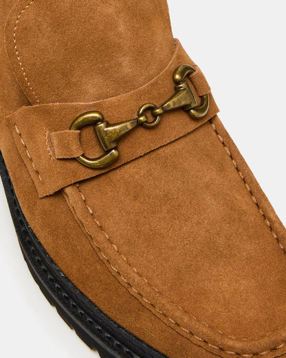 DEPUTY Chestnut Suede Horsebit Moc Toe Men's Casual Ankle Boot - Steve Madden