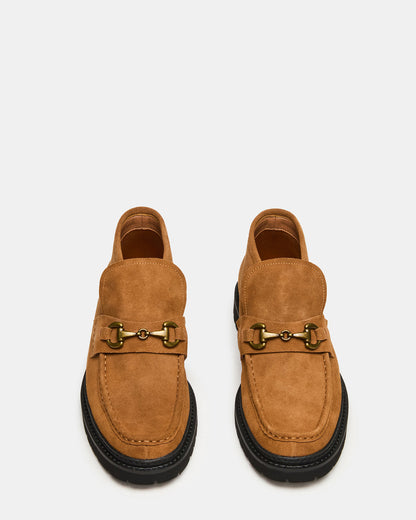 DEPUTY Chestnut Suede Horsebit Moc Toe Men's Casual Ankle Boot - Steve Madden
