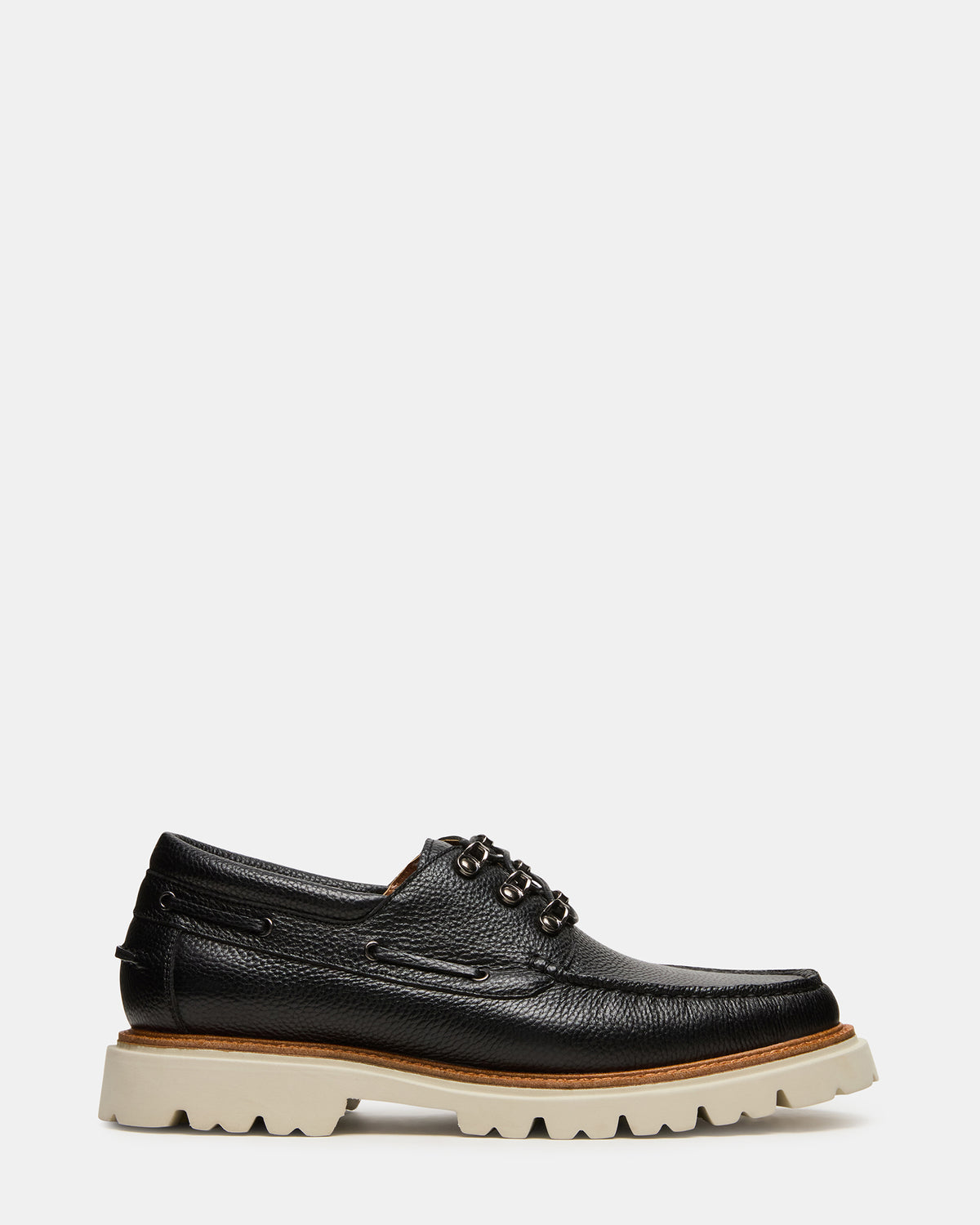VICTOR Black Leather Slip-On Men's Casual Boat Shoe - Steve Madden