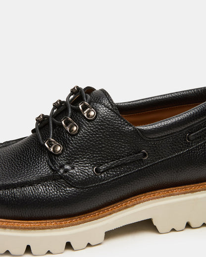VICTOR Black Leather Slip-On Men's Casual Boat Shoe - Steve Madden